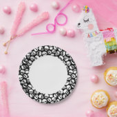 Assiettes En Carton Crânes en Motif Arrière - plan noir (Fête)