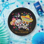 Assiettes En Carton Crânes et fleurs à sucre du Parti (Fête)