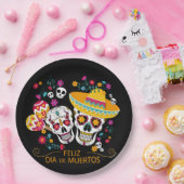 Assiettes En Carton Crânes et fleurs à sucre du Parti (Fête)