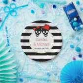 Assiettes En Carton Crânes et rayures modernes rouge mariage Halloween (Fête)