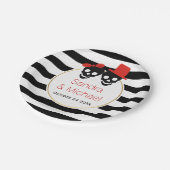 Assiettes En Carton Crânes et rayures modernes rouge mariage Halloween (Angle)