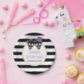 Assiettes En Carton Crânes et rayures modernes violet mariage Hallowee (Fête)