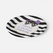 Assiettes En Carton Crânes et rayures modernes violet mariage Hallowee (Angle)