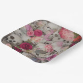 Assiettes En Carton Crânes et Roses (Angulaire)