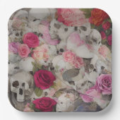 Assiettes En Carton Crânes et Roses (Recto)