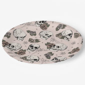 Assiettes En Carton Crânes gothiques roses et Halloween Rose (Angle)
