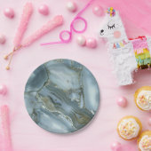 Assiettes En Carton Craqué gris gris vert bleu marbre texture (Fête)