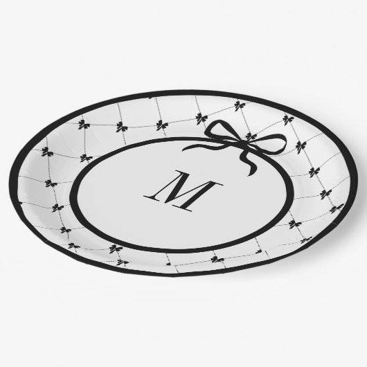 Assiettes En Carton Cravate a Bow 9" Plaque monogramme (Angle)