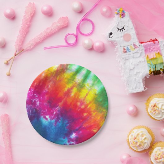 Assiettes En Carton Cravate arc-en-ciel (Fête)