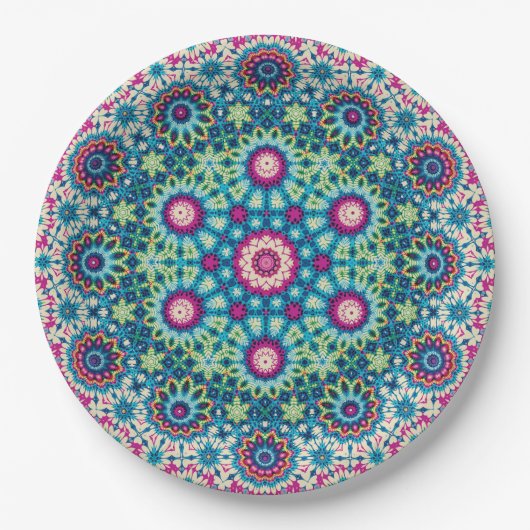 Assiettes En Carton Cravate arc-en-ciel géométrique Mandala 5 Motif (Devant)