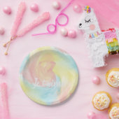 Assiettes En Carton Cravate-Dye Retro Pastel Peinture d'Aquarelle dans (Fête)