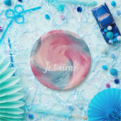 Assiettes En Carton Cravate-teinture rose et bleu Peinture d'aquarelle (Fête)