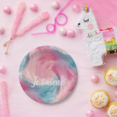 Assiettes En Carton Cravate-teinture rose et bleu Peinture d'aquarelle (Fête)