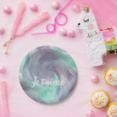 Assiettes En Carton Cravate-teinture violet vert peint Aquarelle dans  (Fête)