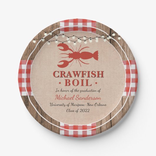 Assiettes En Carton Crawfish Boil Homard Rustic Graduation Party (Devant)