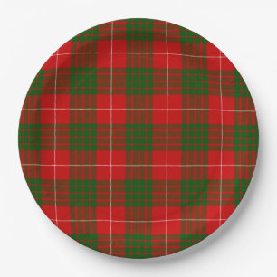 Assiettes En Carton Crawford tartan rouge vert plaid