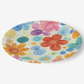 Assiettes En Carton Crayon Doodle Daisy Design (Angle)