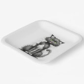 Assiettes En Carton Crazy Chat Sur Blanc (Angulaire)