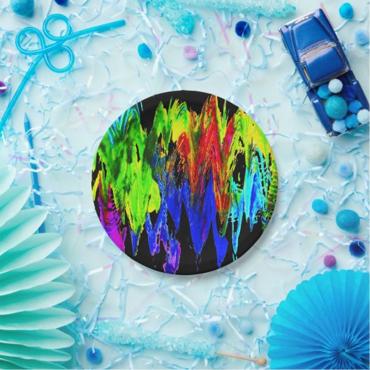 Assiettes En Carton crazy rainbow (Fête)