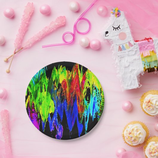 Assiettes En Carton crazy rainbow (Fête)