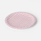 Assiettes En Carton Cream and Pink Textured Imperfect Gingham Pattern (Angle)