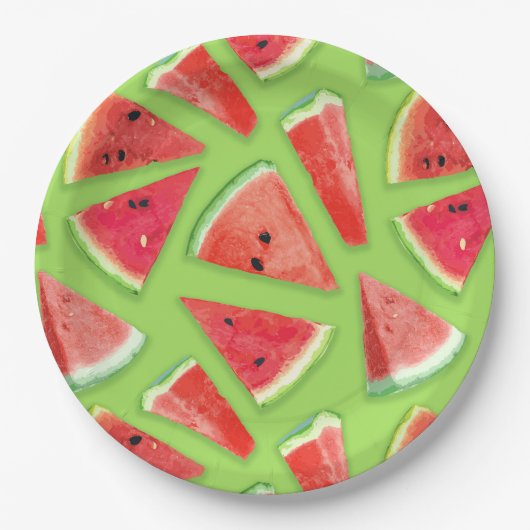 Assiettes En Carton Création de Motif de pastèque 3 (Devant)