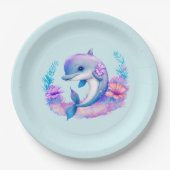 Assiettes En Carton Créature Mer Dauphin Cute (Devant)