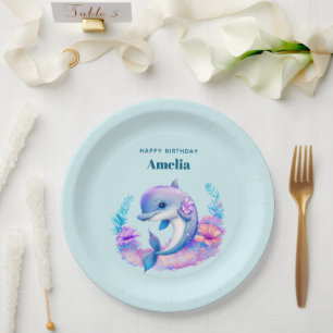 Assiettes En Carton Créature Mer Dauphin Cute Anniversaire