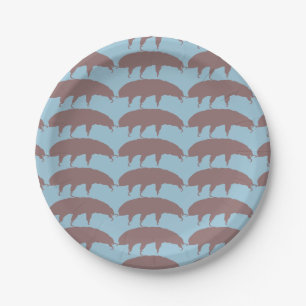 Assiettes En Carton Créature mignonne de silhouette Tardigrade d'ours