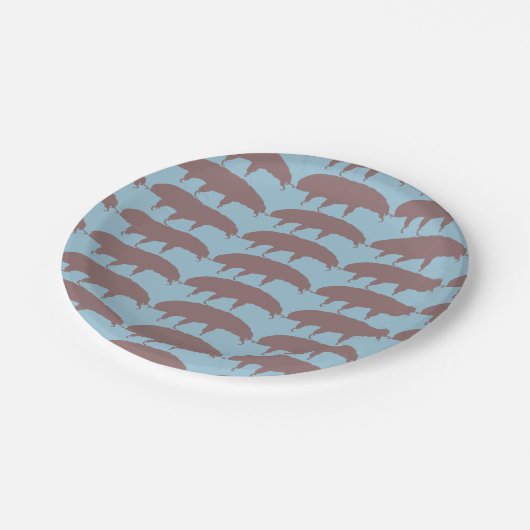 Assiettes En Carton Créature mignonne de silhouette Tardigrade d'ours (Angle)