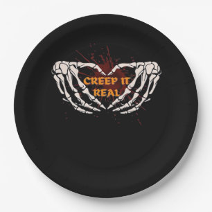 Assiettes En Carton Creep It Real, Skeleton Mains Montrant Le Coeur