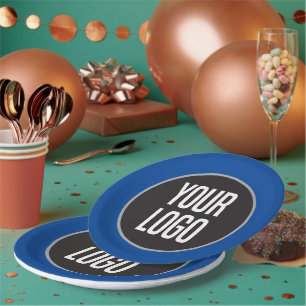 Assiettes En Carton Créer du papier logo d'entreprise Cocktail bleu