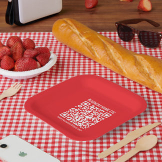 Assiettes En Carton Créez instantanément votre propre code QR | Rouge