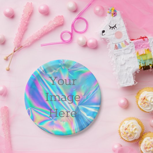 Assiettes En Carton Créez Votre Propre Faux Iridescente Holographique (Fête)