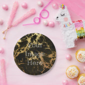 Assiettes En Carton Créez votre propre marbre noir + or Faux Foil (Fête)