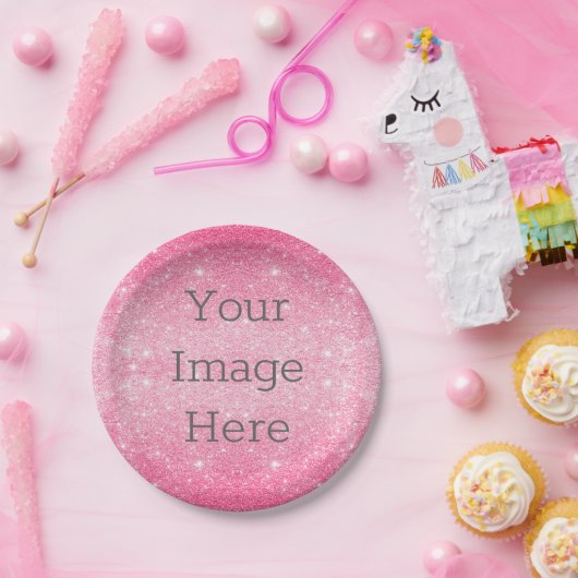 Assiettes En Carton Créez votre propre Parties scintillant rose-chaud  (Fête)