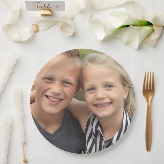 Assiettes En Carton Créez votre propre Sticker rond classique photo (Mariage)