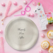 Assiettes En Carton Crème blanche Faux Mariage en cuir (Fête)