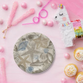 Assiettes En Carton Crème Bleu Beach Coques de mer (Fête)