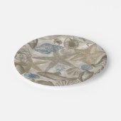 Assiettes En Carton Crème Bleu Beach Coques de mer (Angle)