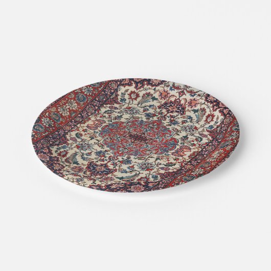 Assiettes En Carton Crème bleue perse (Angle)