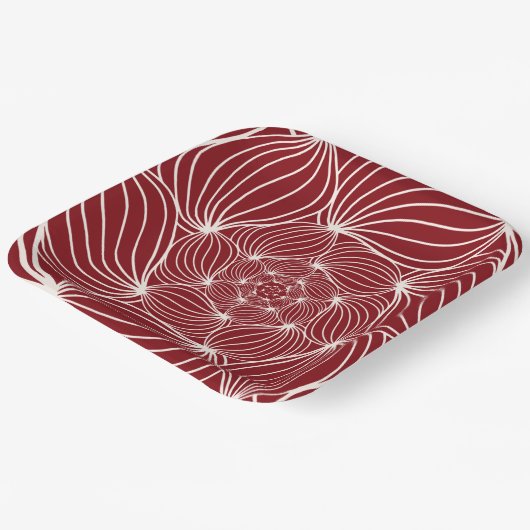 Assiettes En Carton Crème bourguignonne feuillage floral abstrait p bo (Angulaire)