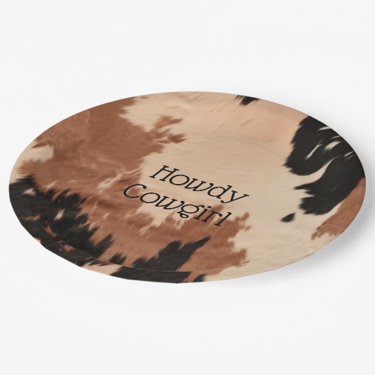 Assiettes En Carton Crème Brown de cowhide (Angle)