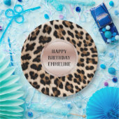 Assiettes En Carton Crème Brown Léopard noir rose (Fête)