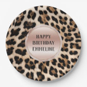 Assiettes En Carton Crème Brown Léopard noir rose (Devant)