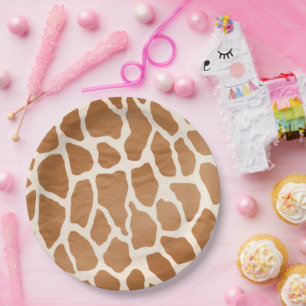 Assiettes En Carton Crème Brown Safari Giraffe Poster de animal