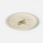 Assiettes En Carton Crème d'ananas d'or Mariage tropical élégant (Angle)