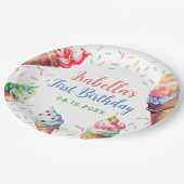 Assiettes En Carton Crème de glace 1er fête d'anniversaire (Angle)
