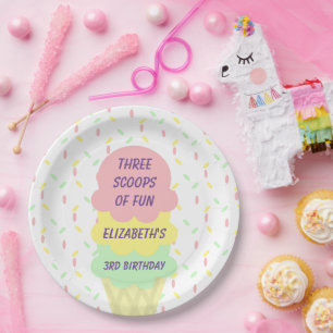 Assiettes En Carton Crème de glace 3e anniversaire