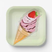 Assiettes En Carton Crème De Glace À La Fraise (Recto)